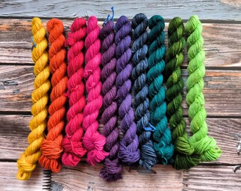 Almost Bright Rainbow Mini Set Merino Sock Yarn 4-ply