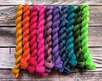 Dark Rainbow Mini Set Merino Sock Yarn 4-ply