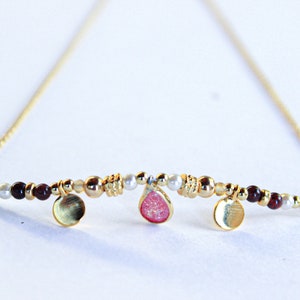 Pink Multiple Gemstone Choker 14K GoldFill Boho Romantic Princess Unique Jewelry Her Bridal Artisan Jewelry image 7