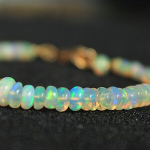 Welo Opal Bracelet 4.5mm 14K GF, Ethiopian Welo Opal, Wedding and Bridal Jewelry, October Protection, Unique One of a Kind Best Quality Opal