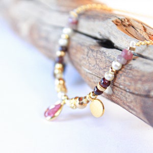 Pink Multiple Gemstone Choker 14K GoldFill Boho Romantic Princess Unique Jewelry Her Bridal Artisan Jewelry image 10