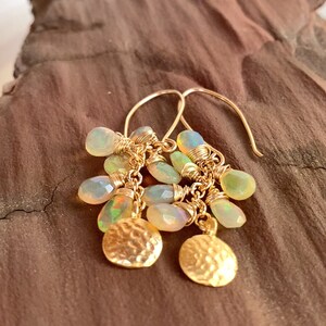 Ethiopian Welo Opal Cascade Earrings, 14K Goldfilled, Jubilee Luxury Joy birthstone Octobre elegant princess OOAK artisan rich Jewelry image 6