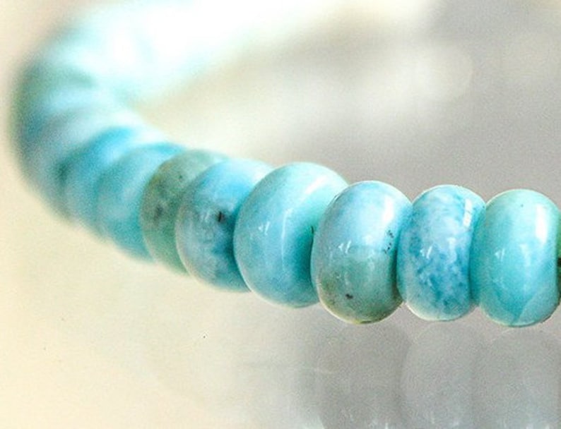 Birthday Gift Anniversary Gift for Her 925 Sterling Silver Larimar 7x5mm Natural Gemstone Larimar Statement Bracelet Special Occasion