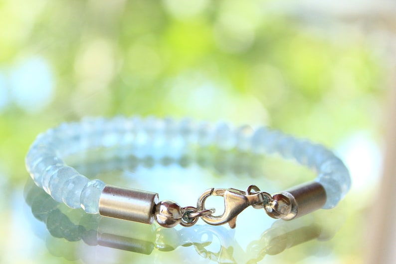 Aquamarine Bracelet Solid Bracelet Solid Power Bracelet for Power Women unique exclusive Jewelry March Birthstone Luxury Gift for Her