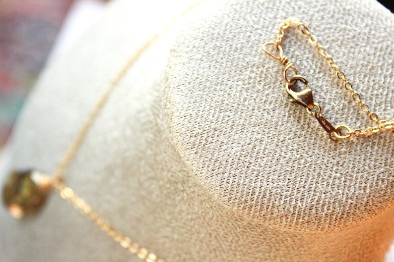 Golden Rutile Pendant Necklace 14K Goldfilled Chain Wireprapped Faceted Drop Briolette One-of-a kind-Jewelry image 10