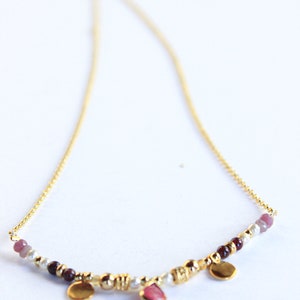 Pink Multiple Gemstone Choker 14K GoldFill Boho Romantic Princess Unique Jewelry Her Bridal Artisan Jewelry image 6