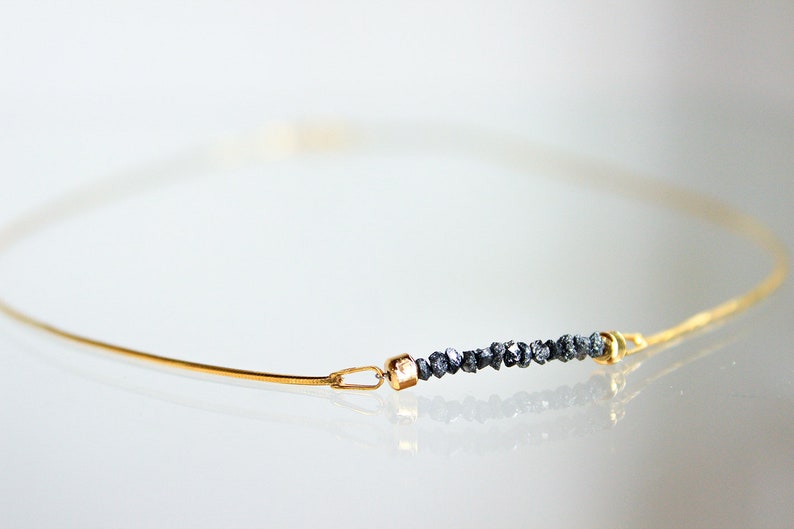 Black Diamonds Gift for Christmas Diamonds Necklace Rough Raw Diamond Jewelry for Her Festive Occasion 925 Gold