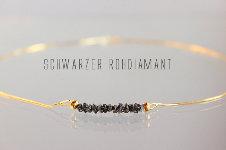 Black Diamonds Gift for Christmas Diamonds Necklace Rough Raw Diamond Jewelry for Her Festive Occasion 925 Gold