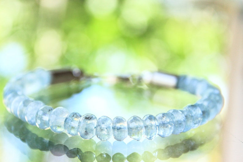 Aquamarine Bracelet Solid Bracelet Solid Power Bracelet for Power Women unique exclusive Jewelry March Birthstone Luxury Gift for Her