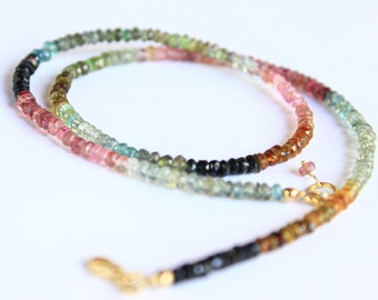 Tourmaline Gemstone Choker Necklace 14K Goldfilled Lightweight Natural Authentic Gemstone Birthday Gift One of a Kind