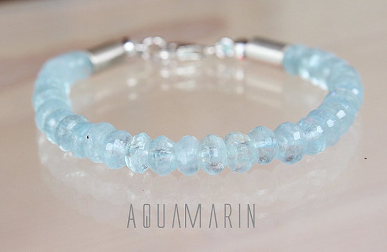 Aquamarine Bracelet Solid Bracelet Solid Power Bracelet for Power Women unique exclusive Jewelry March Birthstone Luxury Gift for Her