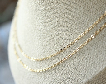 Gold Chain 14K Gold Filled Cable Chain Thin Dainty Necklace Plain Gold Chain Select length Solid Chain