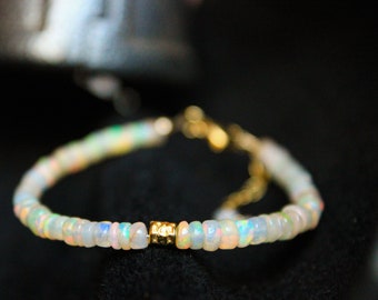 Opal Armband, alle Welo Opal, edles Geschenk Für Sie, Hochzeits- Brautschmuck, Oktober Schutzstein, Opalarmband 14K Gold Solide UNIKAT