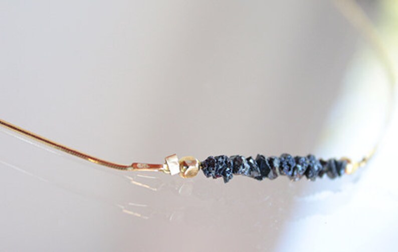 Black Diamonds Gift for Christmas Diamonds Necklace Rough Raw Diamond Jewelry for Her Festive Occasion 925 Gold