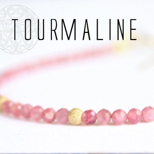 Dainty Pink Tourmaline Bracelet: 14K Gold Filled Artisan Gemstone Jewelry