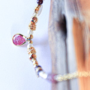 Pink Multiple Gemstone Choker 14K GoldFill Boho Romantic Princess Unique Jewelry Her Bridal Artisan Jewelry image 5