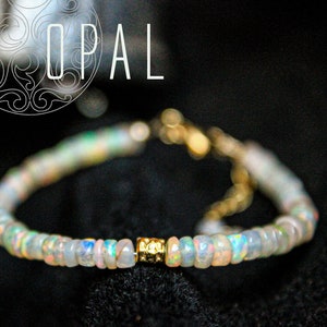 Opal Bracelet all sizes 3mm Beads October Birthstone 14K GF Solid Ethiopian Welo Opal Bracelet For Her