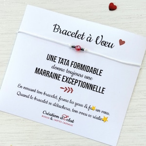 Bracelet à Voeu "Une tata formidable donne une marraine exceptionnelle"  (sans noeuds)