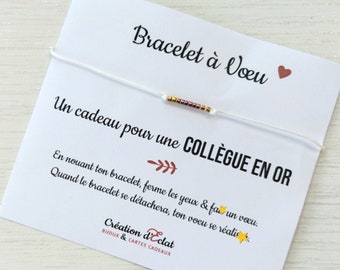 Bracelet à Voeu "Une Collègue en OR"  (sans noeuds)