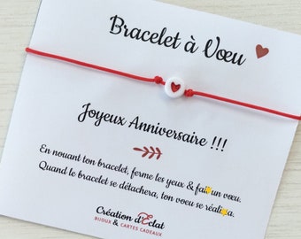 Bracelet à Voeu "Joyeux Anniversaire"  (sans noeuds)