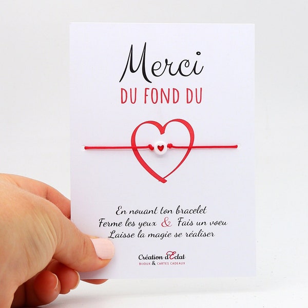 Bracelet à voeux "Merci du fond du coeur"