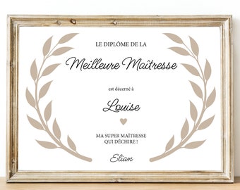 Digital PDF diploma, personalized end of year to print for kindergarten primary school child
