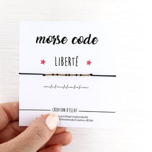 Pulsera morse personalizable, en tarjeta, cuentas de cristal miyuki bañadas en oro, código morse