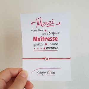 Bracelet coeur avec carte "Merci Maîtresse"
