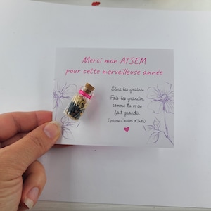 Grazie ATSEM Regalo Testo personalizzabile / fiala di semi di garofano indiano