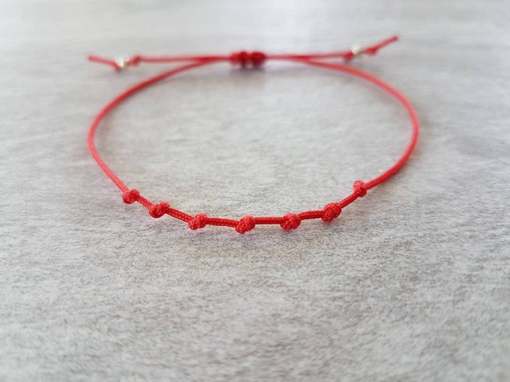 Bracciali Kabbalah Rosso 4 Pezzi - Filo Rosso Della Fortuna Regolabile Per Uomo E Donna - Foto 2