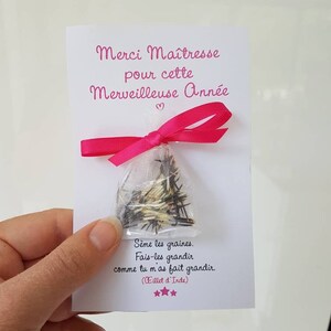 cadeau maîtresse/ Texte personnalisable / graines d'oeillets d'inde