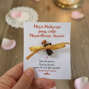 Geschenk für Lehrer, Erzieher, Mama, Papa – Karte mit einem Fläschchen mit Samen der Riesenwinde – Personalisiertes Geschenk