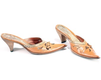 tan slip on mules