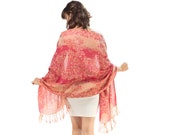 Pashmina Scarf Shawl Deep Pink Abstract Floral Fringe Large Wedding Scarf Festival Pashmina Winter Shawl New Women Men Scarf GIFT IDEA