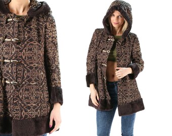 Fur Trim Hooded Woollen Rockabilly Stone Duffle Coat Fur Trim Hooded Woollen Rockabilly Stone Duffle Coat