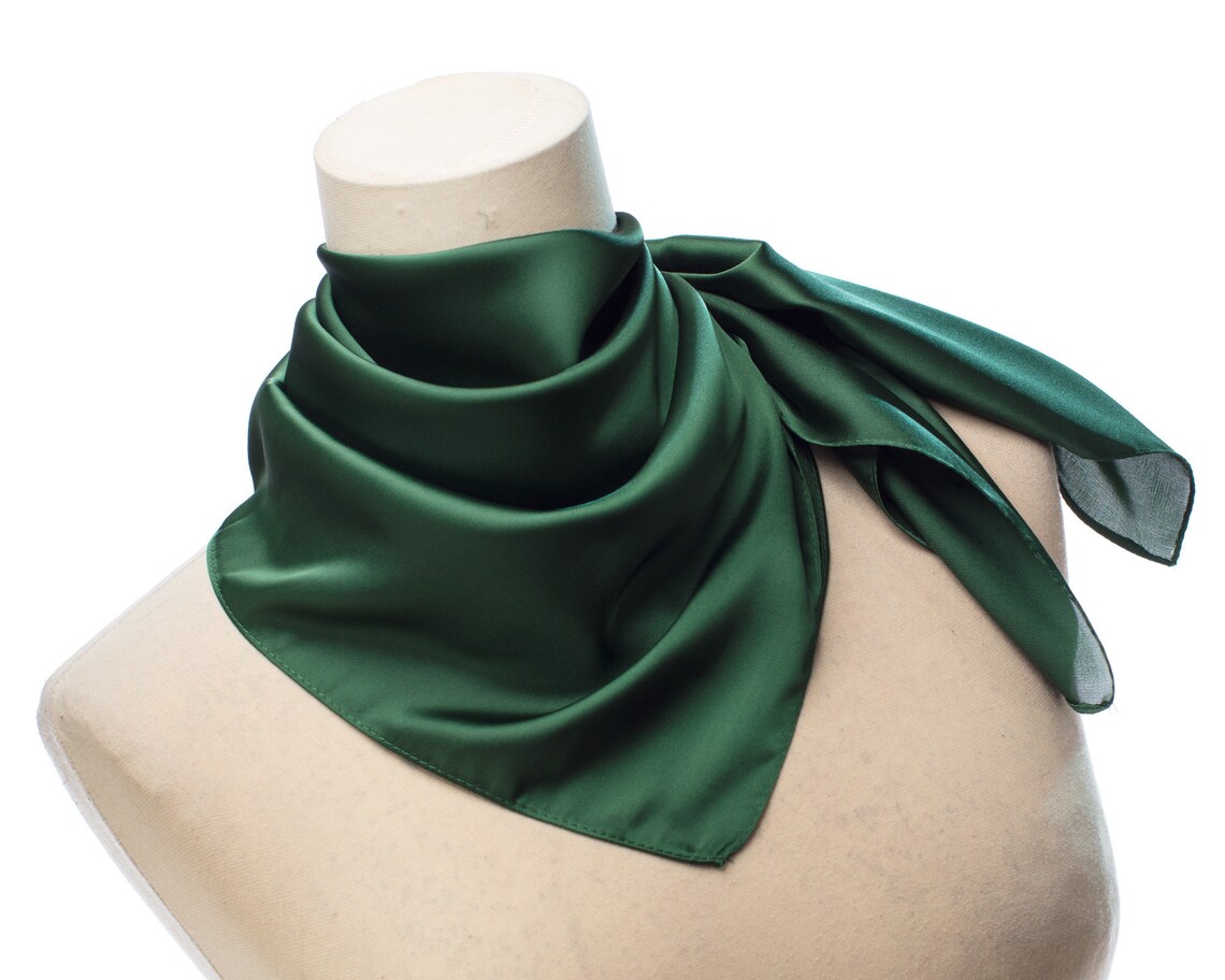 Handmade Silk Kerchief Birthday Gift Moss Green Silk Bandana Etsy