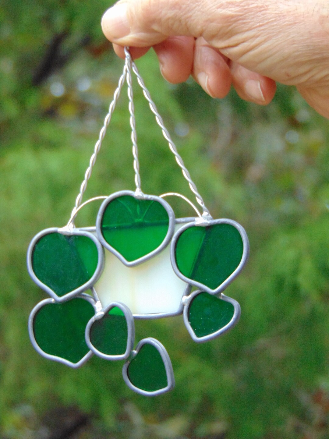 Leaded Stained Glass Hanging Plant Stained Glass Window Etsy