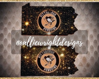 Pittsburgh Penguins Inspired - Pennsylvania State Shape Coasters