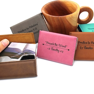 JW "Preach the Word" Contact Card Holder for service or Pioneer gift - Brown, Gray, Rawhide, Maroon, Pink