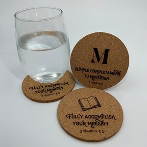Fully Accomplish your Ministry- Cork Coaster with PSS theme, Personalized