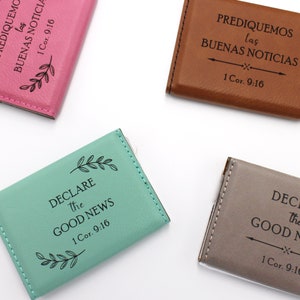 JW "Declare the good news" Contact Card Holder for service or Pioneer gift - Brown, Maroon, Pink, Rawhide (English or Spanish)