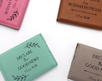 JW "Declare the good news" Contact Card Holder for service or Pioneer gift - Brown, Maroon, Pink, Rawhide (English or Spanish)