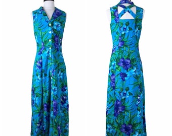 Vintage lagoon blue tropical resort cruise wear