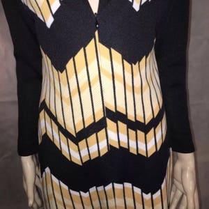 Art Deco chevron vintage zip front shift dress image 8