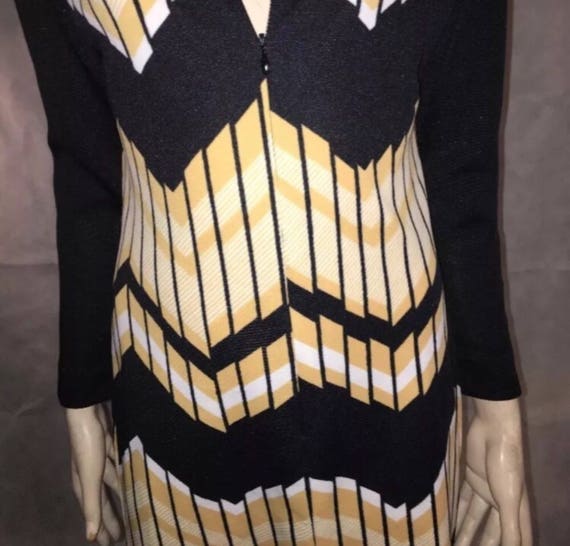 Art Deco chevron vintage zip front shift dress - image 8