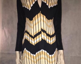 Art Deco chevron vintage cremallera vestido de cambio frontal