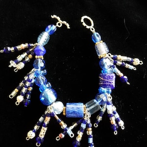 CRYSTAL BRACELET, Vintage Blue Bracelet, Handcrafted Glass Bracelet, Unique Gift for Her, from 1970