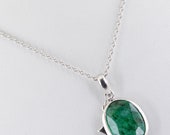 Certified Emerald Gemstone Panna Pendant in Sterling Silver, Charm Pendants,Birthstone Pendant,Certified Birthstones