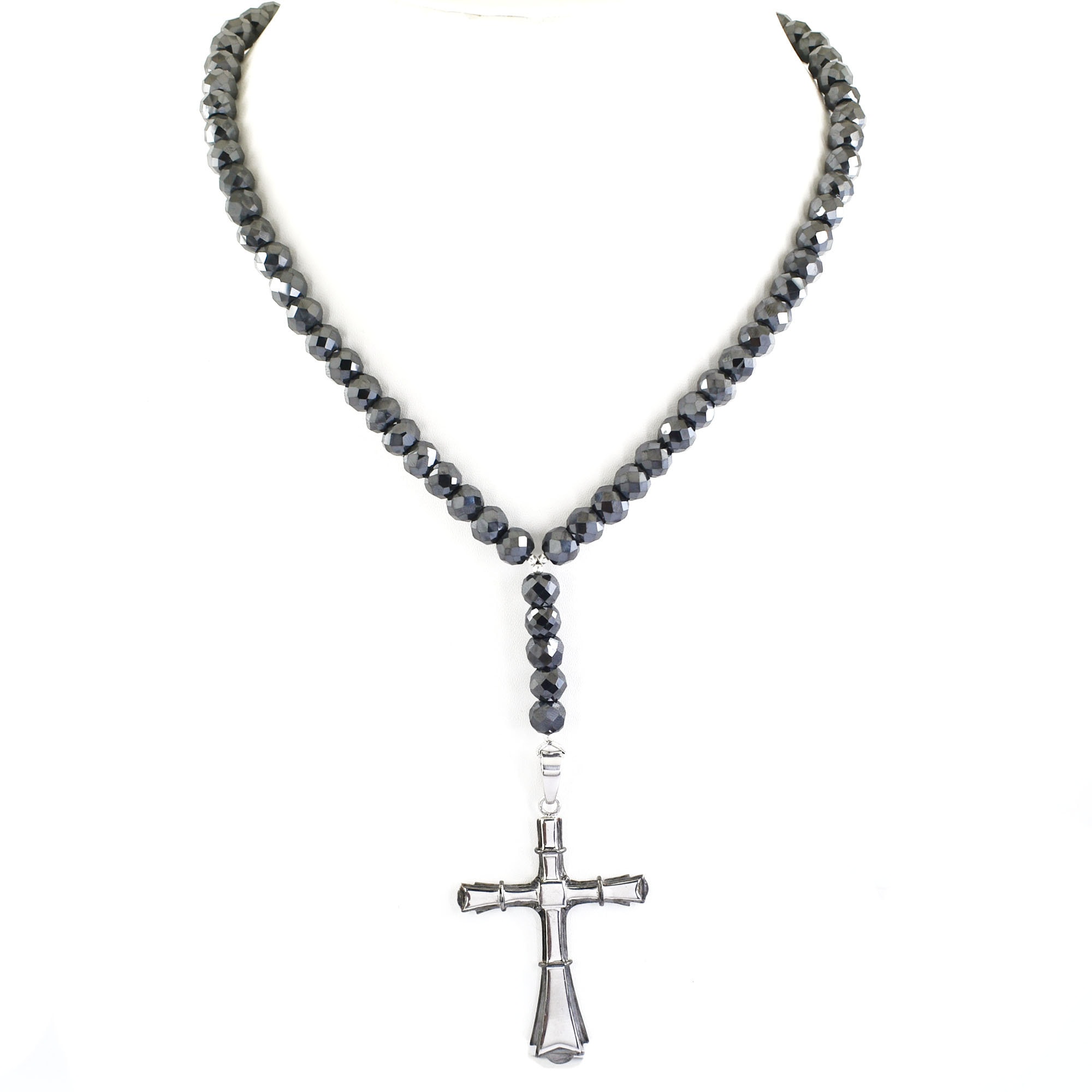 Glass Beads Thread Rosary with Metal Crucifix - Black – Living Words