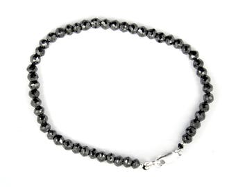 Black Diamond Certified 4mm Bracelet With 925 Sterling Silver, Beautiful Bracelet, Great Sparkle